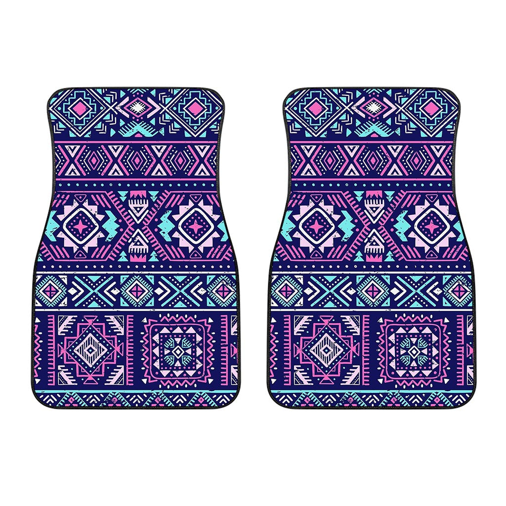 Blue And Pink Aztec Pattern Print Front Car Floor Mats