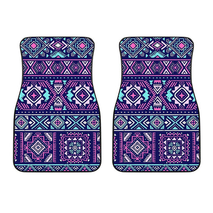 Blue And Pink Aztec Pattern Print Front Car Floor Mats