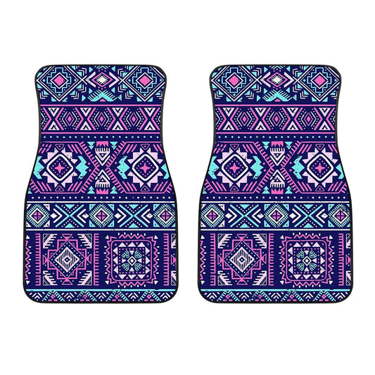 Blue And Pink Aztec Pattern Print Front Car Floor Mats