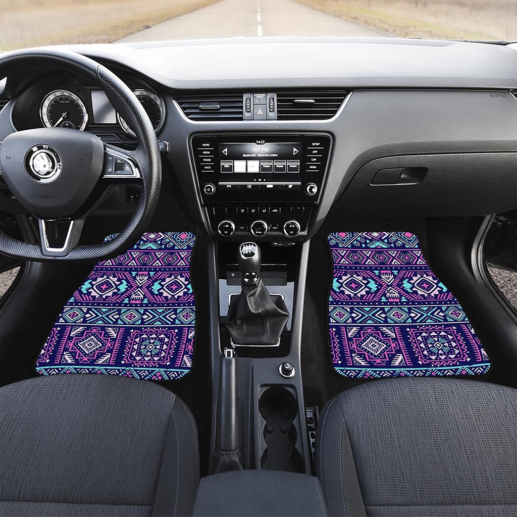 Blue And Pink Aztec Pattern Print Front Car Floor Mats