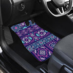 Blue And Pink Aztec Pattern Print Front Car Floor Mats
