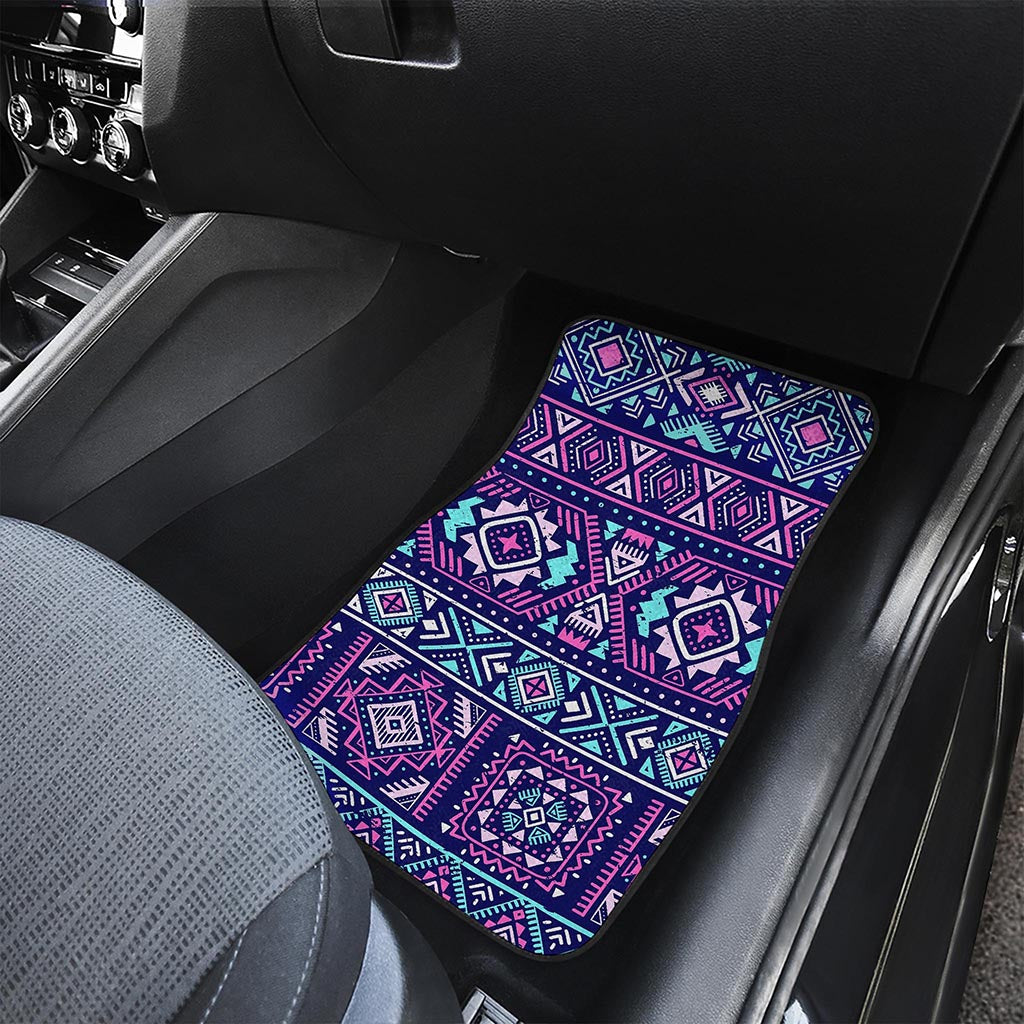 Blue And Pink Aztec Pattern Print Front Car Floor Mats