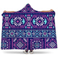 Blue And Pink Aztec Pattern Print Hooded Blanket