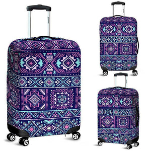 Blue And Pink Aztec Pattern Print Luggage Cover GearFrost