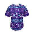 Blue And Pink Aztec Pattern Print Men's Baseball Jersey