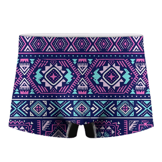 Blue And Pink Aztec Pattern Print Men's Boxer Briefs