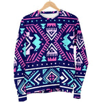 Blue And Pink Aztec Pattern Print Men's Crewneck Sweatshirt GearFrost
