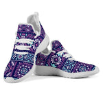 Blue And Pink Aztec Pattern Print Mesh Knit Shoes GearFrost