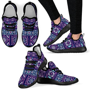 Blue And Pink Aztec Pattern Print Mesh Knit Shoes GearFrost