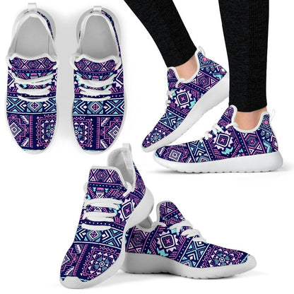 Blue And Pink Aztec Pattern Print Mesh Knit Shoes GearFrost