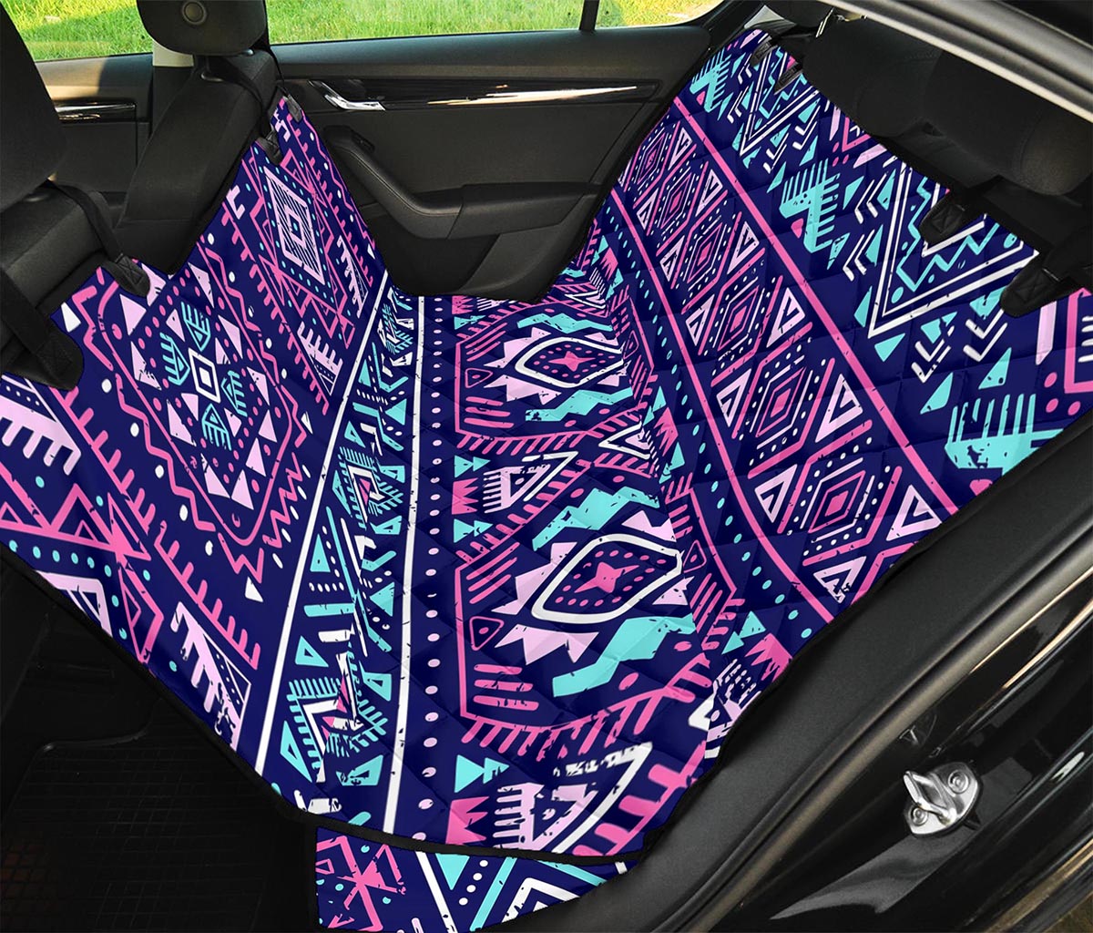 Blue And Pink Aztec Pattern Print Pet Car Back Seat Cover