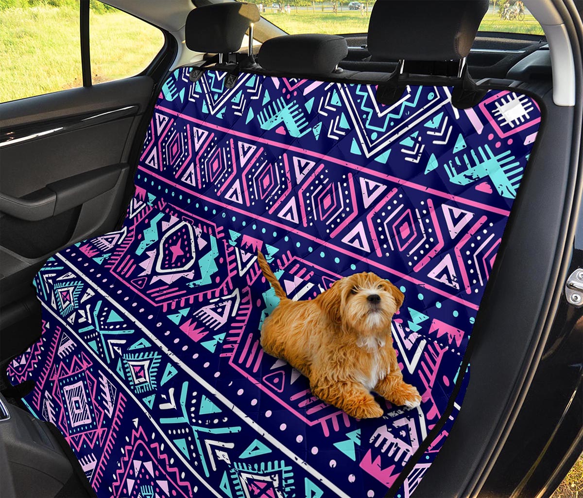 Blue And Pink Aztec Pattern Print Pet Car Back Seat Cover