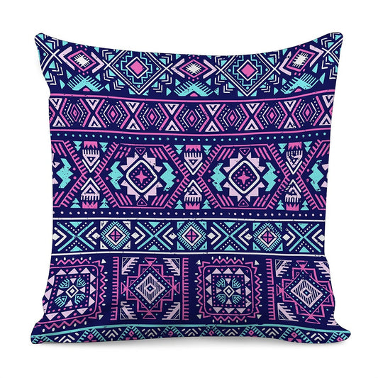 Blue And Pink Aztec Pattern Print Pillow Cover
