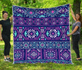 Blue And Pink Aztec Pattern Print Quilt
