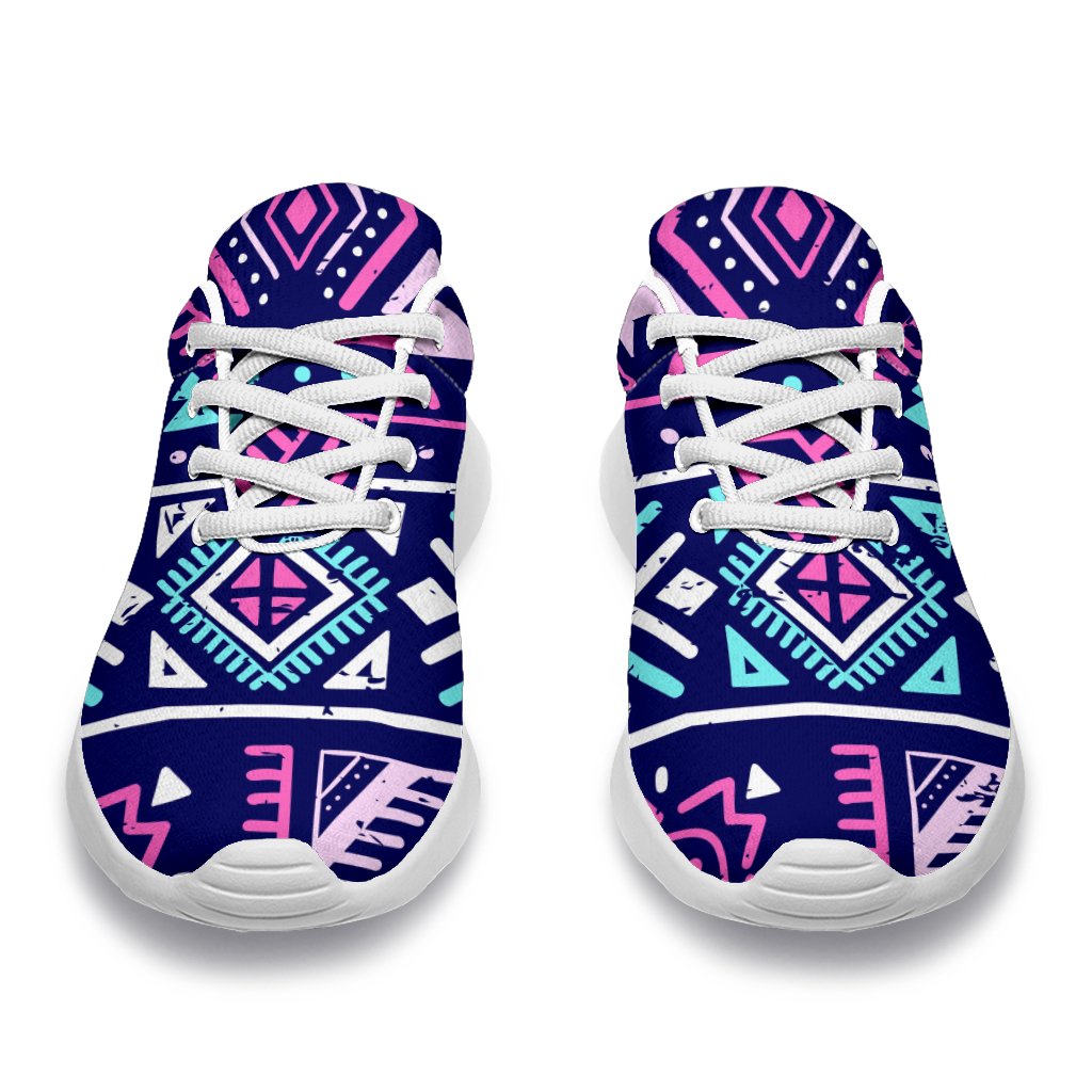 Blue And Pink Aztec Pattern Print Sport Shoes GearFrost