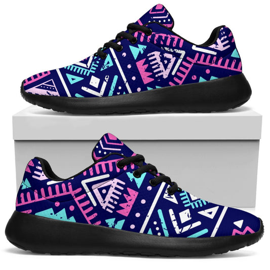 Blue And Pink Aztec Pattern Print Sport Shoes GearFrost