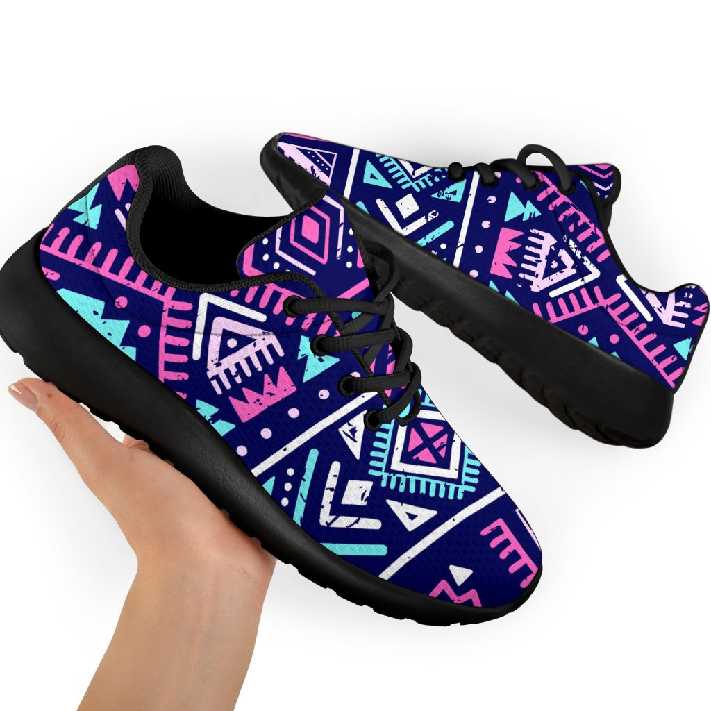 Blue And Pink Aztec Pattern Print Sport Shoes GearFrost