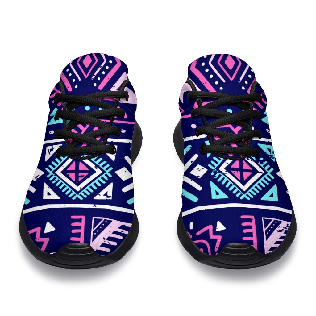 Blue And Pink Aztec Pattern Print Sport Shoes GearFrost