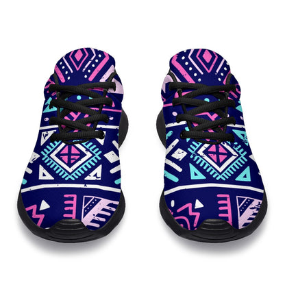 Blue And Pink Aztec Pattern Print Sport Shoes GearFrost