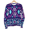 Blue And Pink Aztec Pattern Print Women's Crewneck Sweatshirt