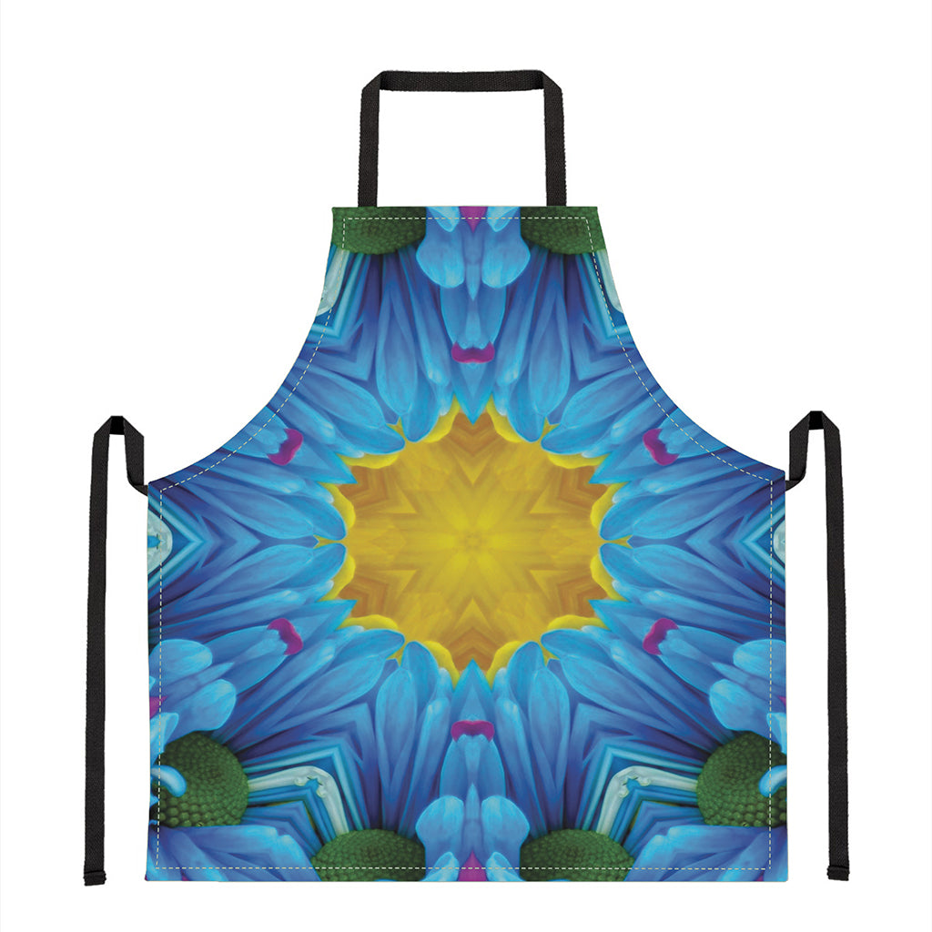 Blue And Pink Flowers Kaleidoscope Print Apron