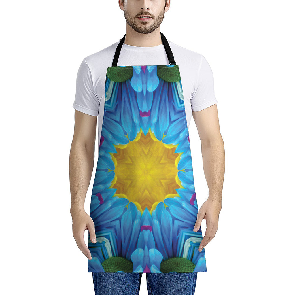 Blue And Pink Flowers Kaleidoscope Print Apron