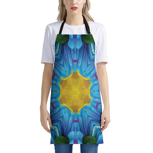 Blue And Pink Flowers Kaleidoscope Print Apron