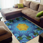 Blue And Pink Flowers Kaleidoscope Print Area Rug