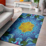 Blue And Pink Flowers Kaleidoscope Print Area Rug