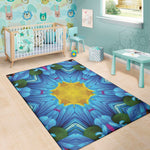 Blue And Pink Flowers Kaleidoscope Print Area Rug