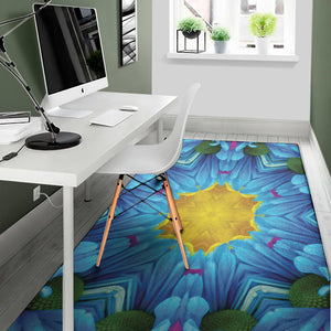 Blue And Pink Flowers Kaleidoscope Print Area Rug