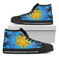 Blue And Pink Flowers Kaleidoscope Print Black High Top Sneakers