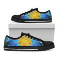 Blue And Pink Flowers Kaleidoscope Print Black Low Top Sneakers