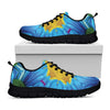 Blue And Pink Flowers Kaleidoscope Print Black Sneakers