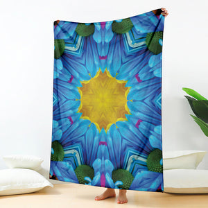 Blue And Pink Flowers Kaleidoscope Print Blanket