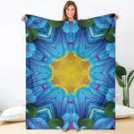 Blue And Pink Flowers Kaleidoscope Print Blanket