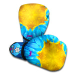 Blue And Pink Flowers Kaleidoscope Print Boxing Gloves