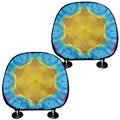 Blue And Pink Flowers Kaleidoscope Print Car Headrest Covers