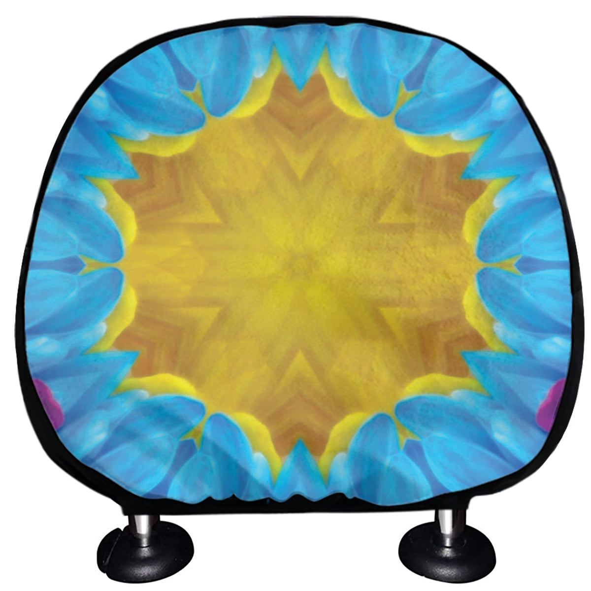 Blue And Pink Flowers Kaleidoscope Print Car Headrest Covers