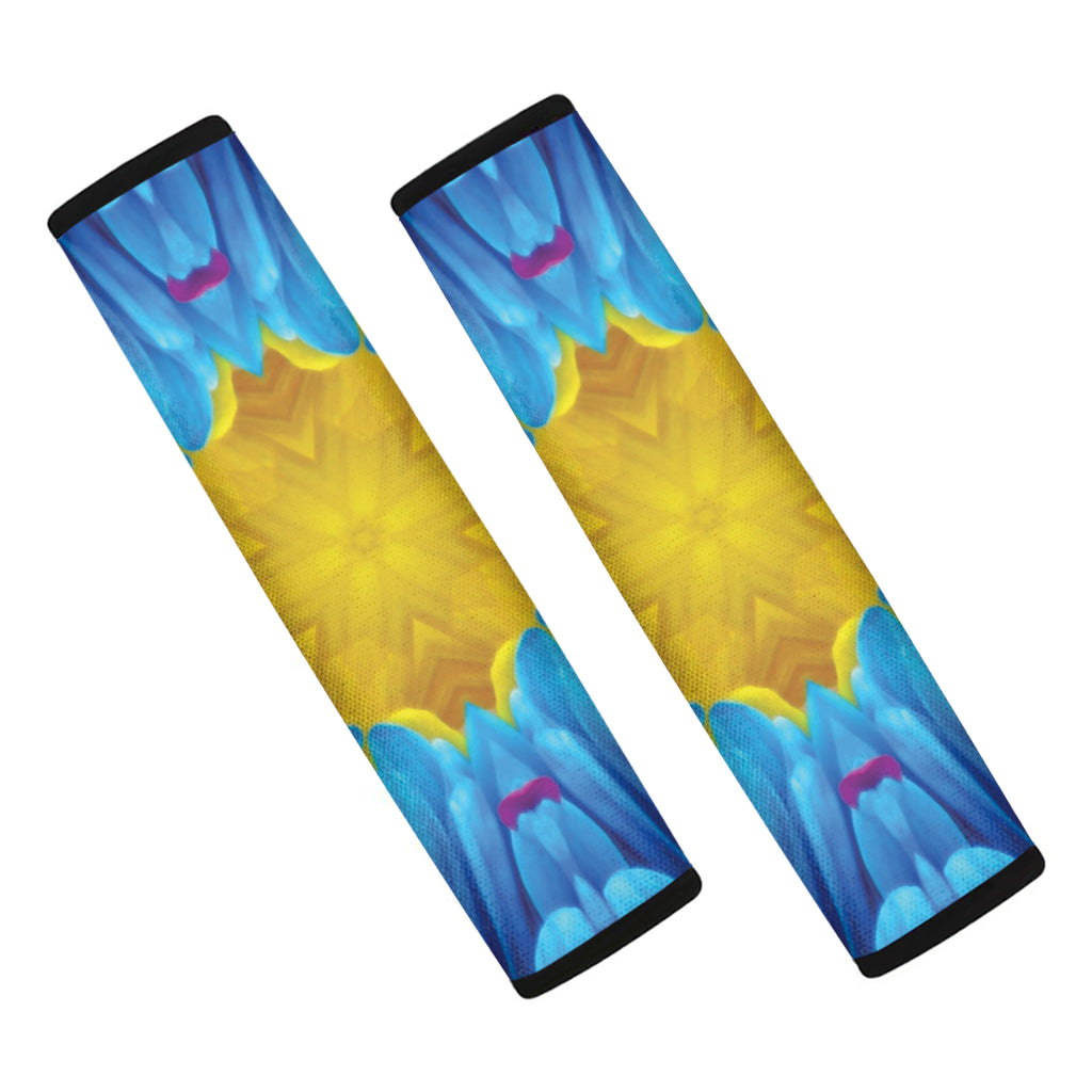 Blue And Pink Flowers Kaleidoscope Print Car Seat Belt Covers