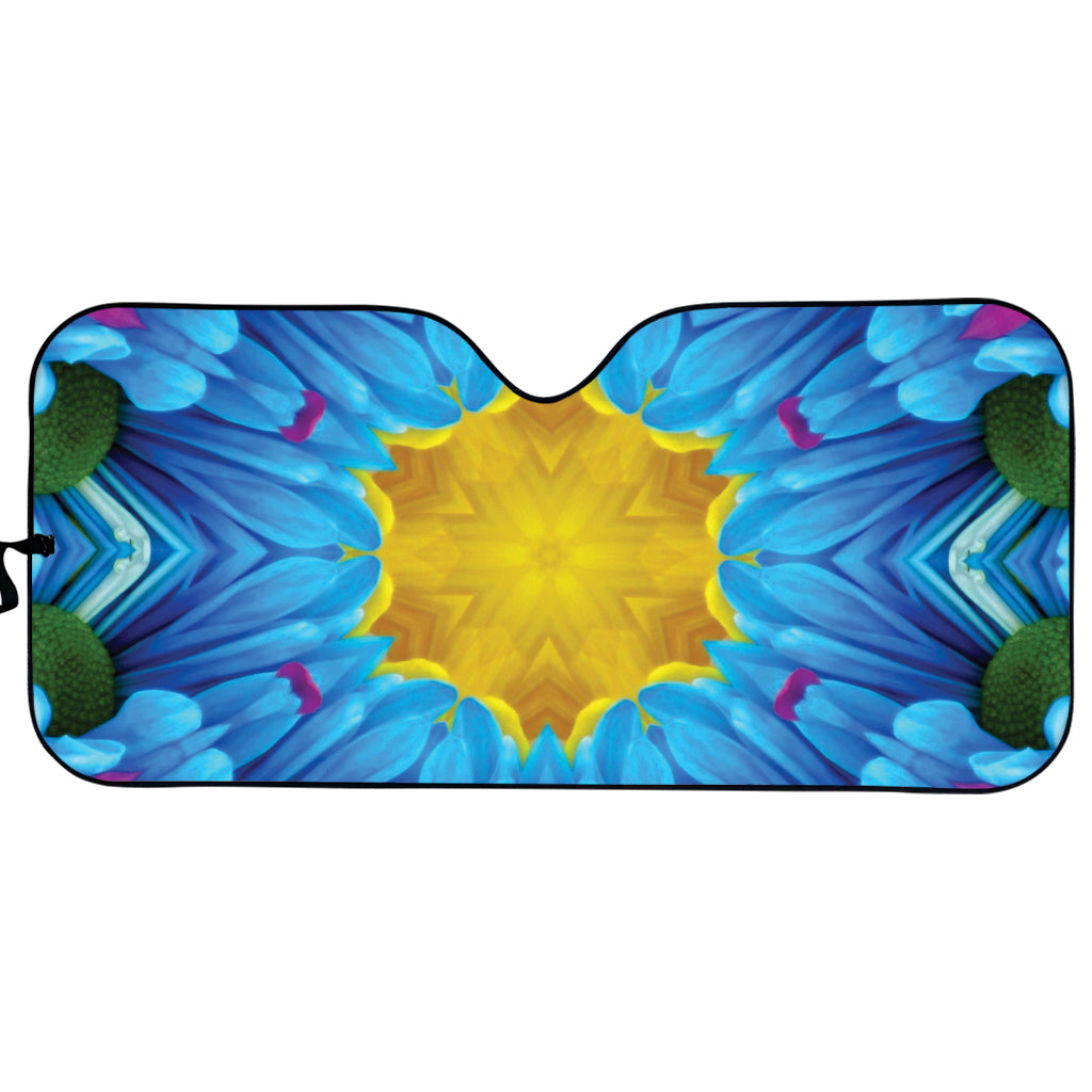 Blue And Pink Flowers Kaleidoscope Print Car Sun Shade