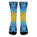 Blue And Pink Flowers Kaleidoscope Print Crew Socks