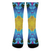 Blue And Pink Flowers Kaleidoscope Print Crew Socks