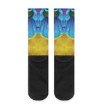 Blue And Pink Flowers Kaleidoscope Print Crew Socks