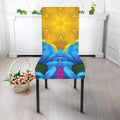 Blue And Pink Flowers Kaleidoscope Print Dining Chair Slipcover