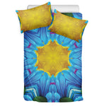 Blue And Pink Flowers Kaleidoscope Print Duvet Cover Bedding Set