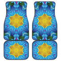Blue And Pink Flowers Kaleidoscope Print Front and Back Car Floor Mats
