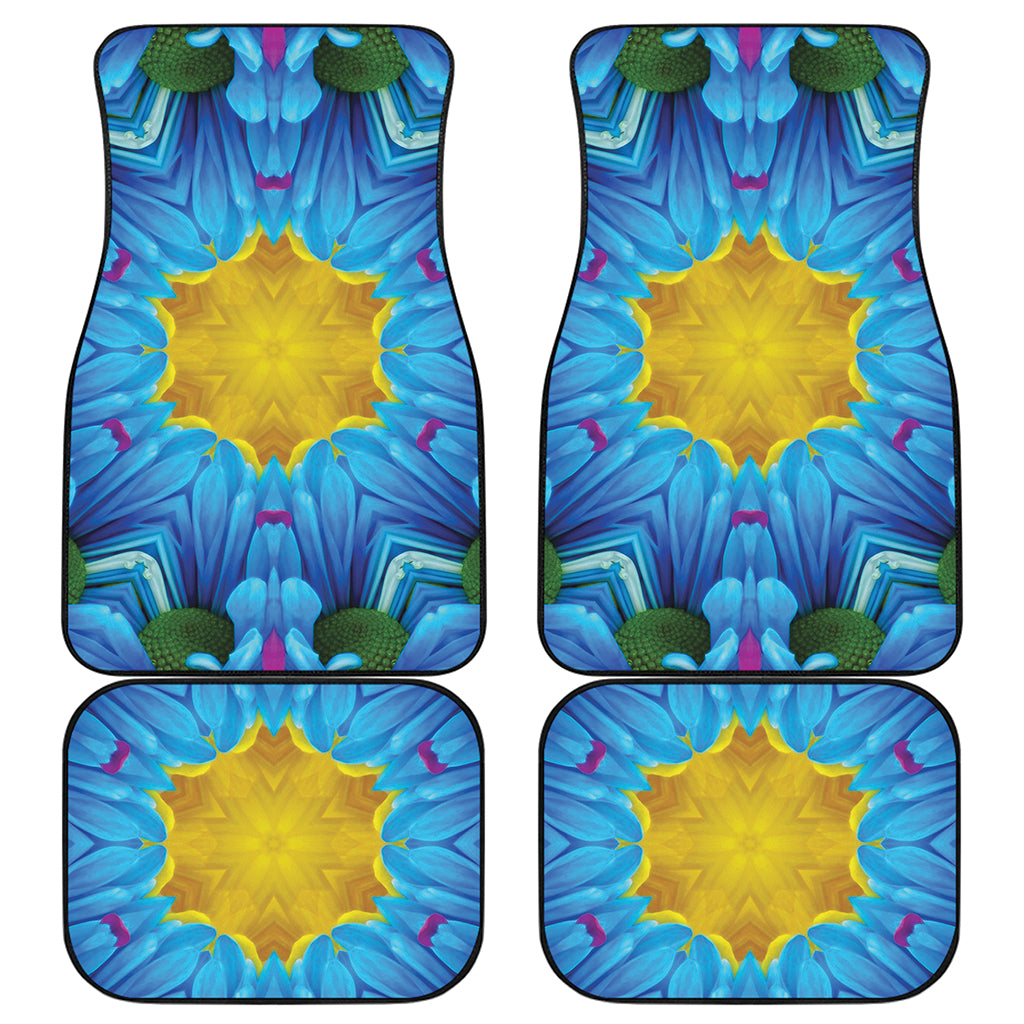 Blue And Pink Flowers Kaleidoscope Print Front and Back Car Floor Mats