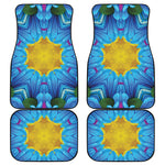 Blue And Pink Flowers Kaleidoscope Print Front and Back Car Floor Mats