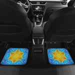 Blue And Pink Flowers Kaleidoscope Print Front and Back Car Floor Mats